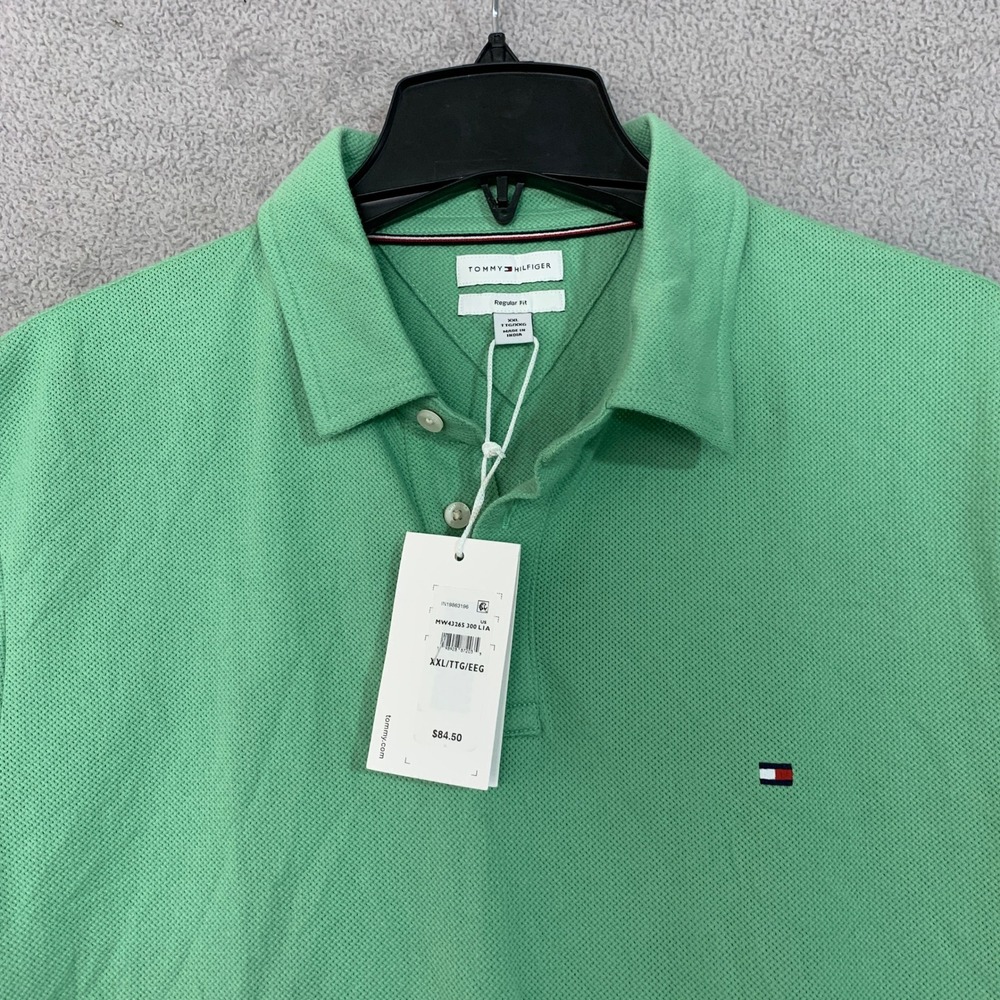 NWT Tommy Hilfiger Men's XXL Green Regular Fit Polo Shirt Cotton - Picture 10 of 12